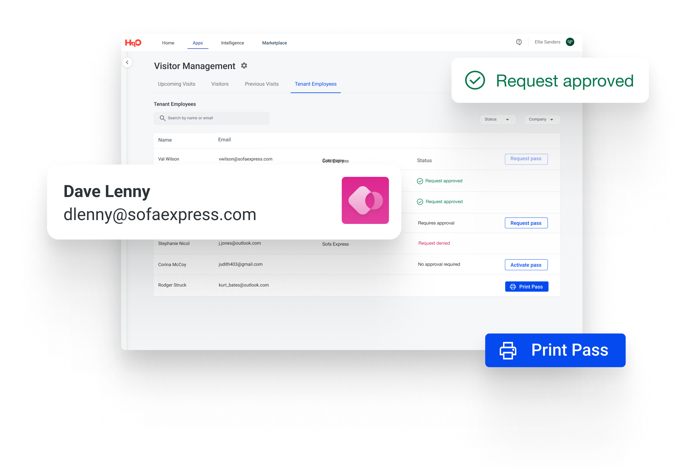 Visitor management dashboard